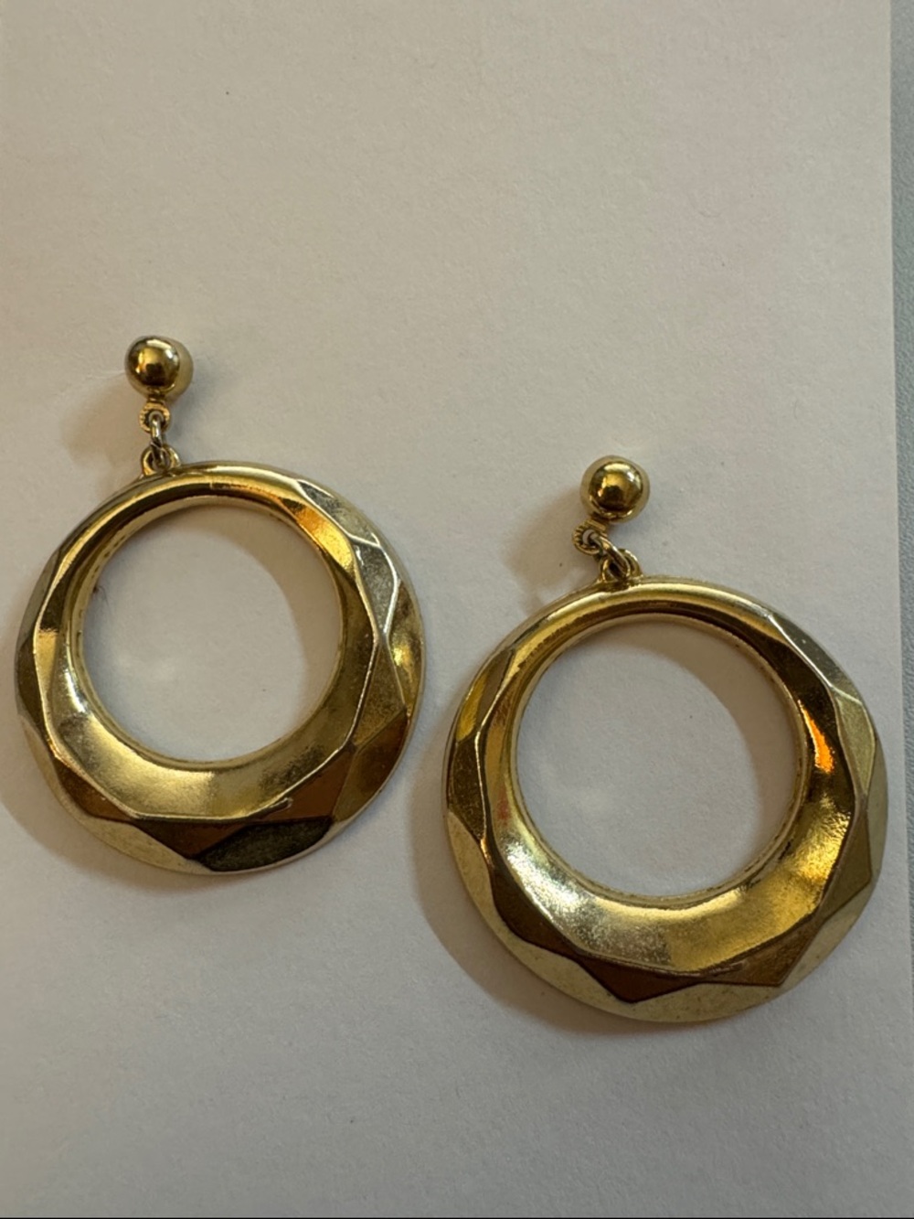Gold Tone Hoop Drop Earrings - Classic Women's Jewelry